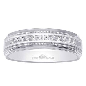 14K White Gold 1/4 Ct.Tw. Diamond Mens Machine Band