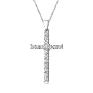 10K White Gold 1/5 Ct.Tw. Diamond Cross Pendant