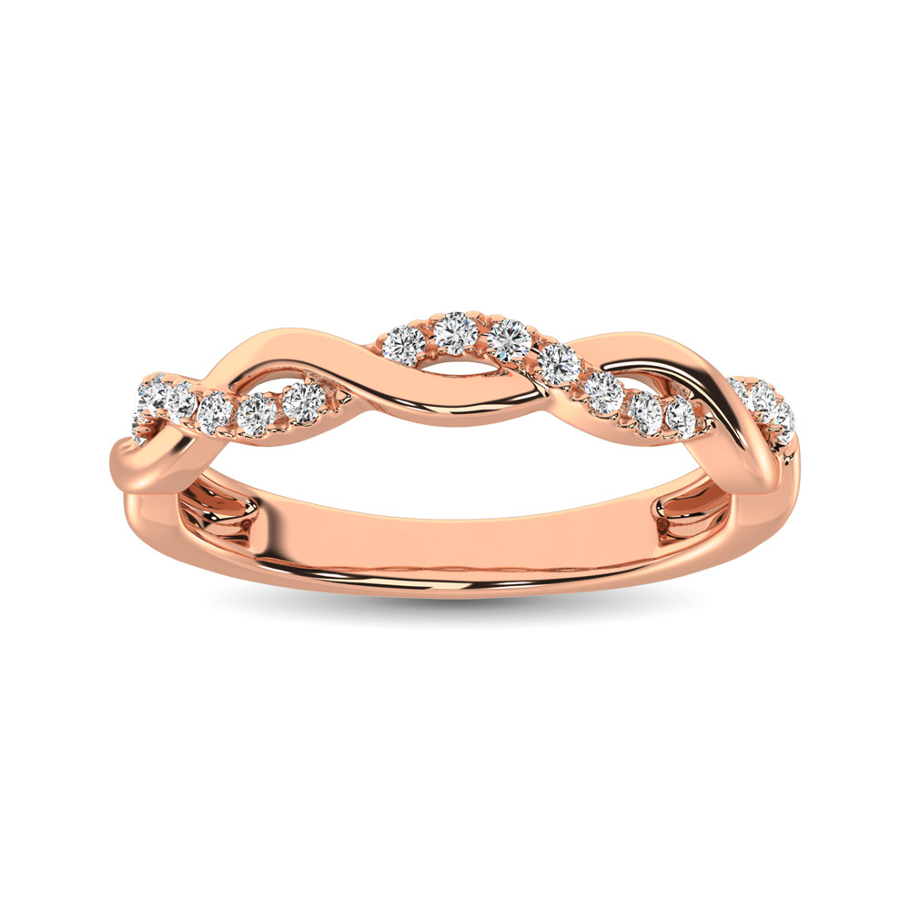 10K Rose Gold 1/20 Ct.tw Diamond Twisted Wedding Band