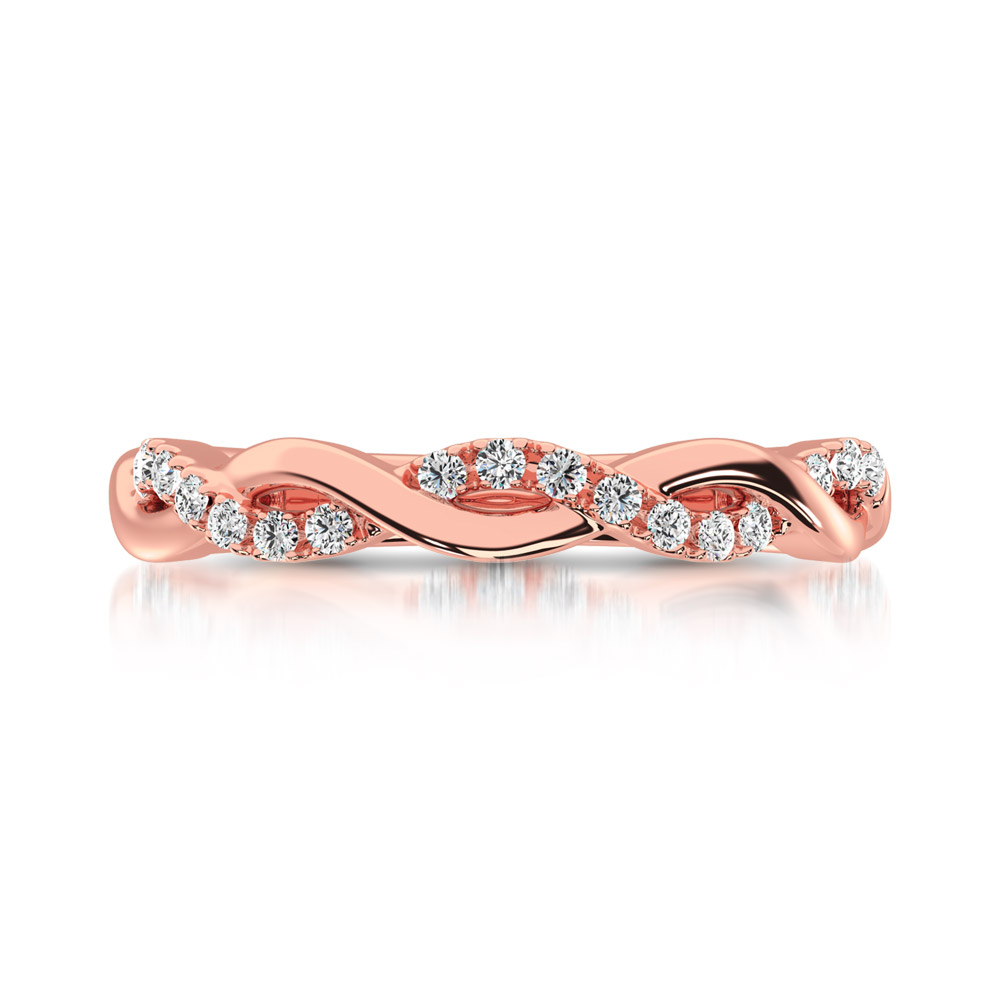 10K Rose Gold 1/20 Ct.tw Diamond Twisted Wedding Band
