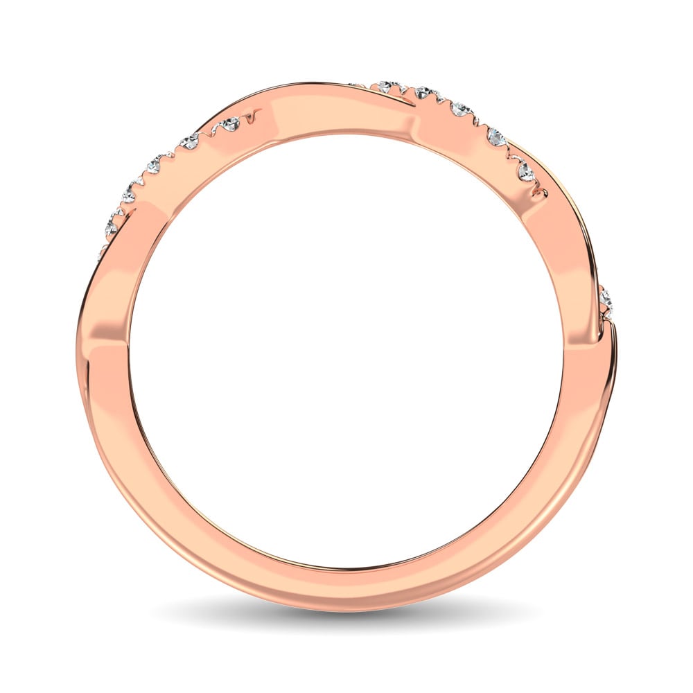 10K Rose Gold 1/20 Ct.tw Diamond Twisted Wedding Band