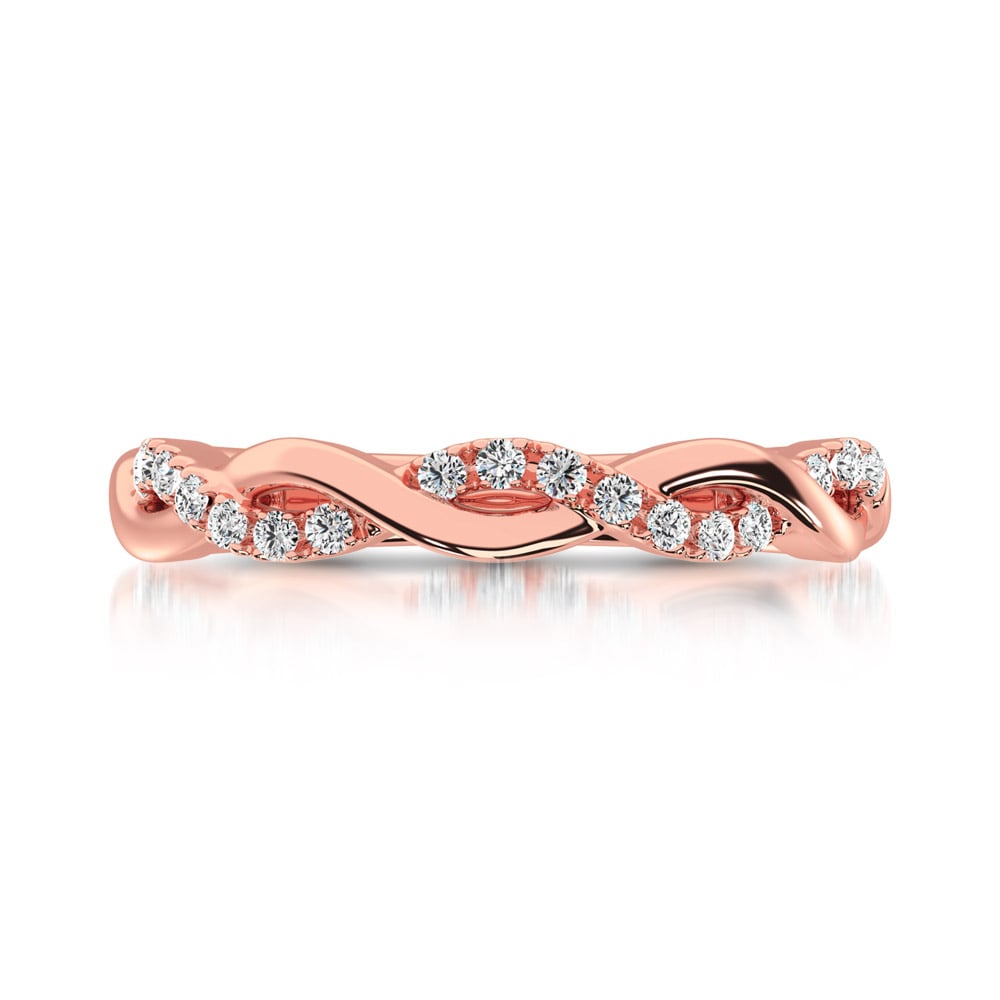 14K Rose Gold 1/20 Ct.Tw. Diamond Wedding Band