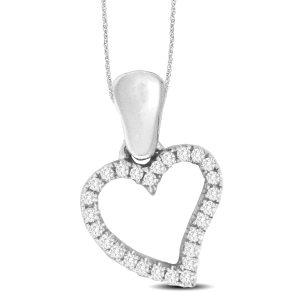 10K White Gold 1/8 Ct.Tw. Diamond  Heart Pendant
