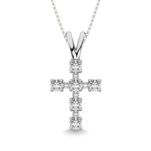 10K White Gold 1/4 Ct.Tw. Diamond Cross Pendant