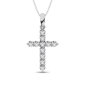 10K White Gold 1/5 Ct.Tw. Diamond Cross Pendant