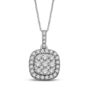 14K White Gold 1 1/4 Ct.tw Invisible Diamond Fashion Pendant