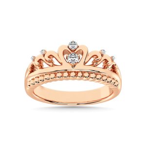 10K Rose Gold 1/20 Ct.Tw. Diamond Crown Stackable Band