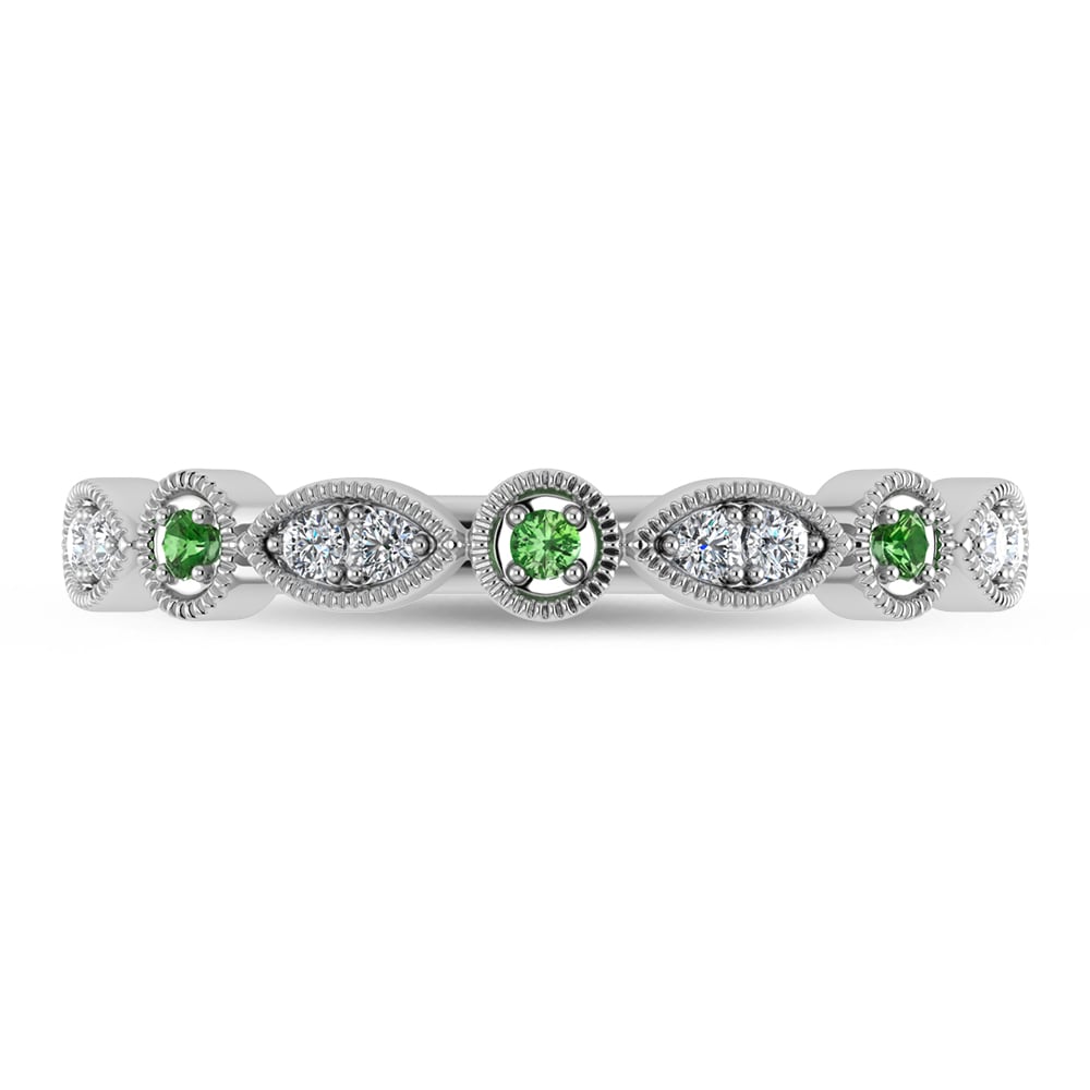 Diamond 1/10 Ct.Tw. Diamond and Peridot Stackable Band in 10K White Gold