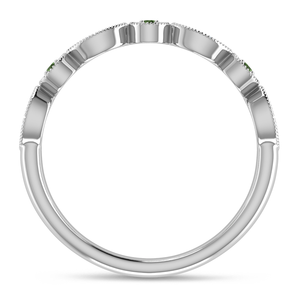 Diamond 1/10 Ct.Tw. Diamond and Peridot Stackable Band in 10K White Gold