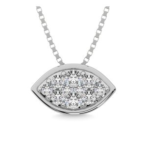 14K White Gold 1/6 Ct.tw Diamond  Marquise Shape Flower Pendant