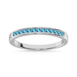 14K White Gold 1/4 Ct.Tw. Blue Topaz Machine Band