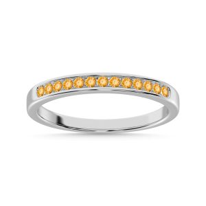 Citrine 1/4 Ct.Tw. Ladies Machine Band in 14K White Gold