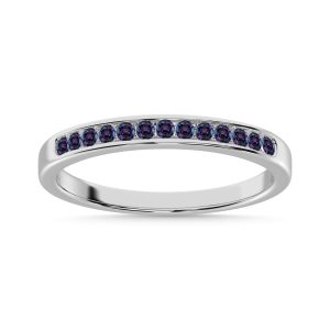 Synthetic Alexandrite 1/4 Ct.Tw. Ladies Machine Band in 14K White Gold