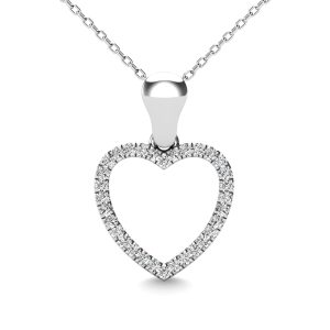 10K White Gold 1/10 Ct.tw Diamond Heart Pendant