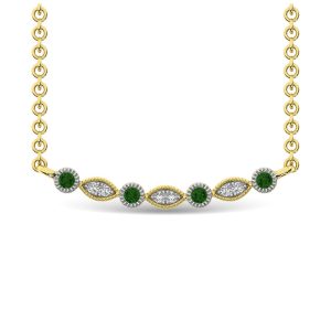 Diamond 1/10 Ct.Tw. And Tsavorite Fashion Necklace in 10K Yellow Gold
