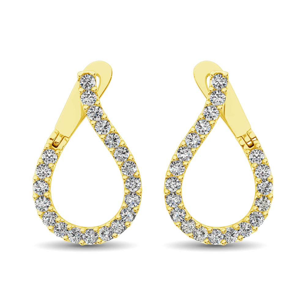 14K Yellow Gold Diamond 4 Ct.Tw. Hoop Earrings
