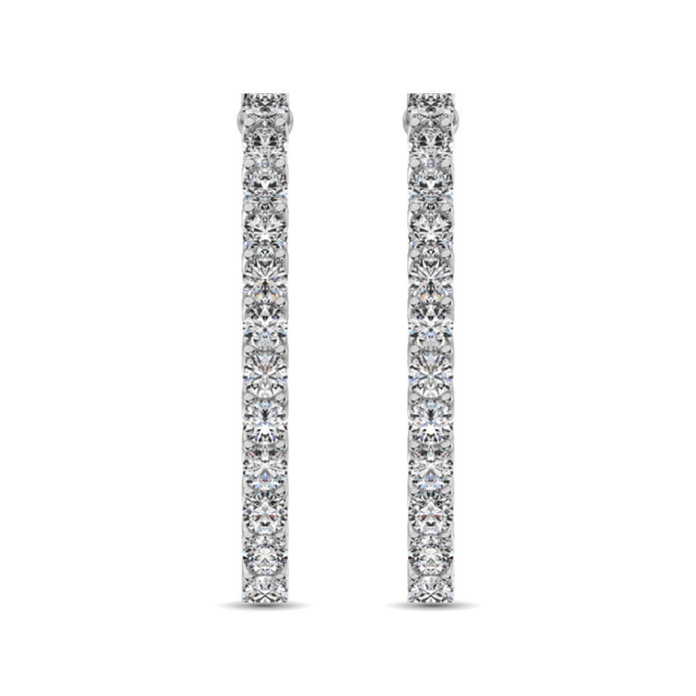 14K White Gold Diamond 1 1/2 Ct.Tw. In and Out Hoop Earrings