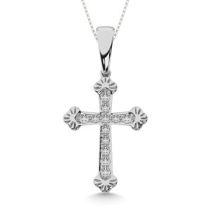 Diamond 1/6 Ct.Tw. Cross Pendant in 925 Silver