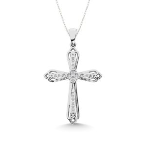 Diamond 1/6 Ct.Tw. Cross Pendant in 925 Silver