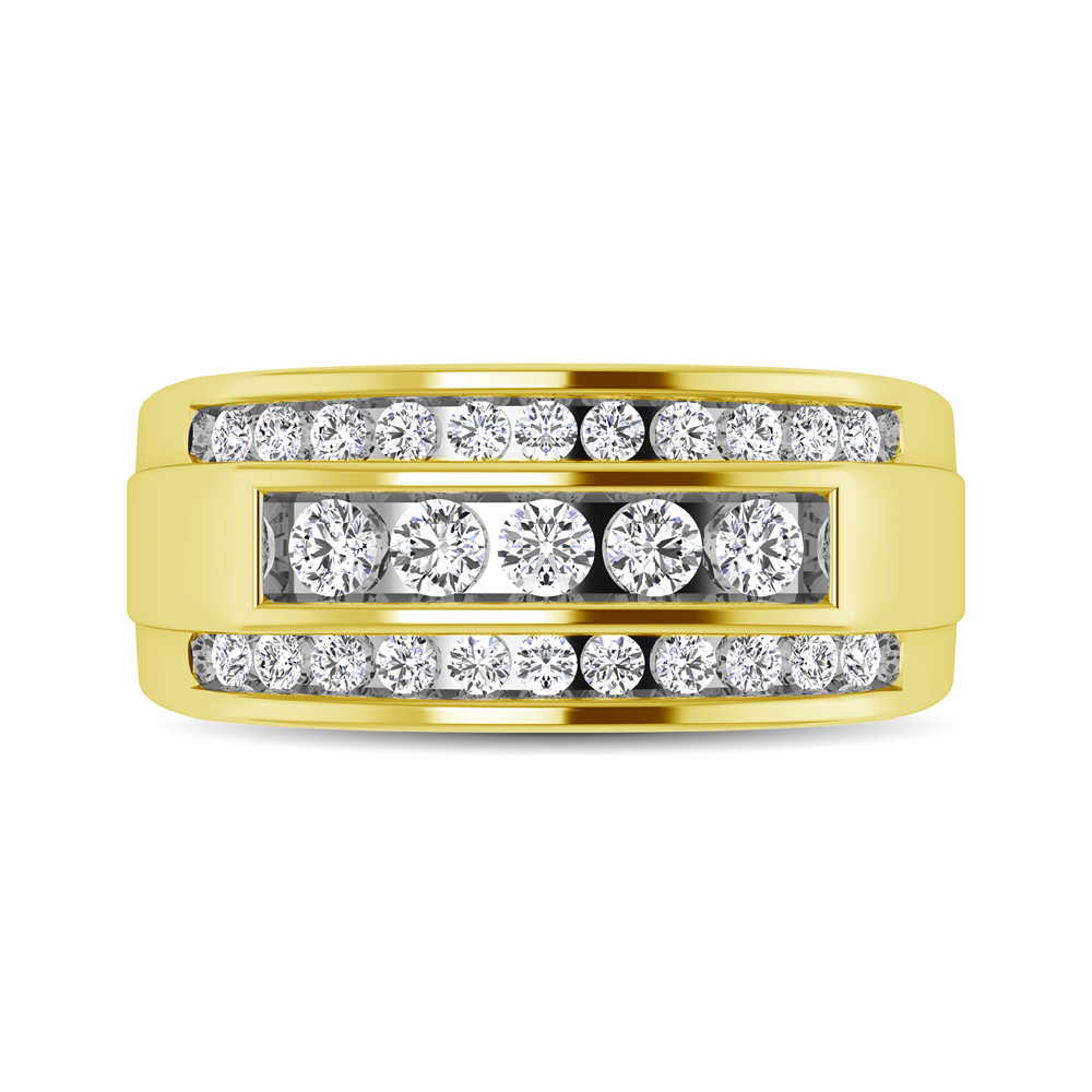 10K Yellow Gold 1 Ct.tw Round Cut Diamond Mens Wedding Band