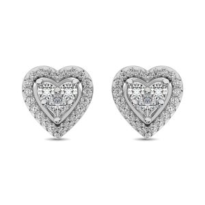 10K White Gold 1/3 Ct.Tw. Diamond Heart Stud Earrings