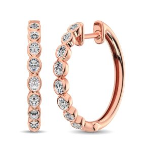 14K Rose Gold 1/3 Ct.Tw. Diamond Hoop Earrings