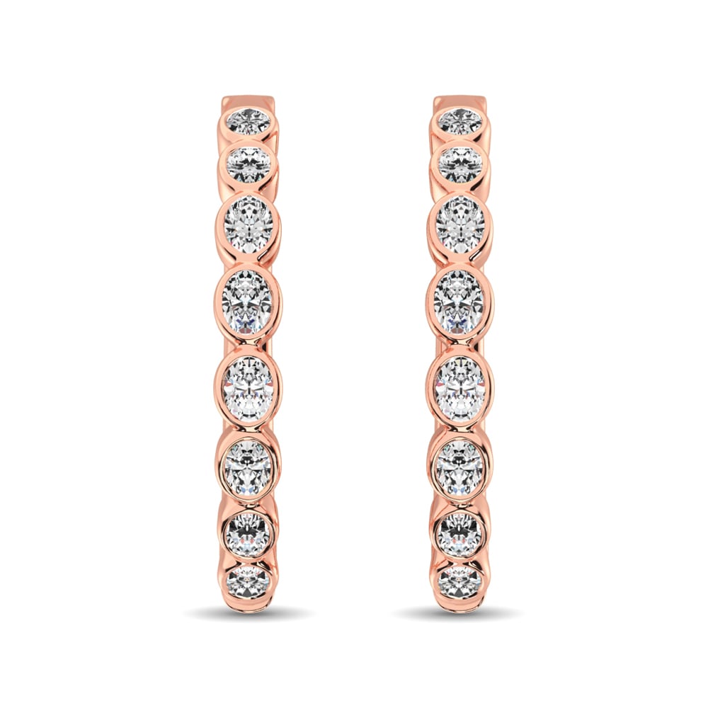 14K Rose Gold 1/3 Ct.Tw. Diamond Hoop Earrings