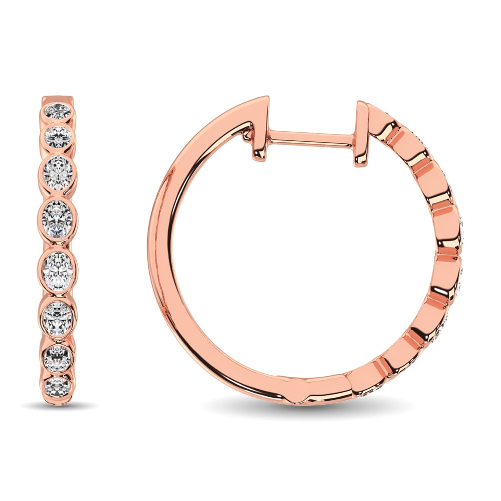 14K Rose Gold 1/3 Ct.Tw. Diamond Hoop Earrings
