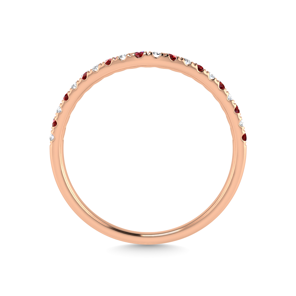 14K Rose Gold Ruby And Diamond 1/5 Ct.Tw. Curve Band