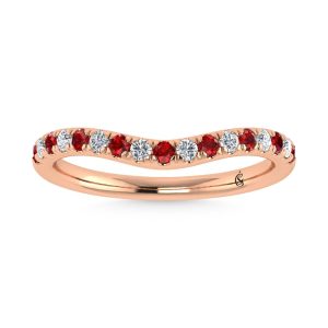 14K Rose Gold Ruby and Diamond 1/3 Ct.Tw.  Ruby Curve Band