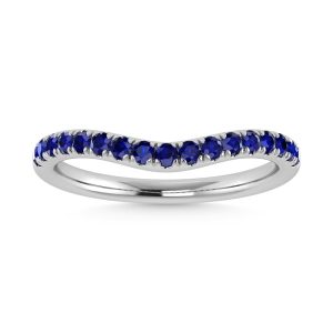 14K White Gold 1/3 Ct.Tw. Blue Sapphire Curve Band