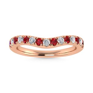 14K Rose Gold Ruby and Diamond 5/8 Ct.Tw.  Ruby Curve Band
