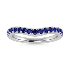 14K White Gold 5/8 Ct.Tw. Blue Sapphire Curve Band