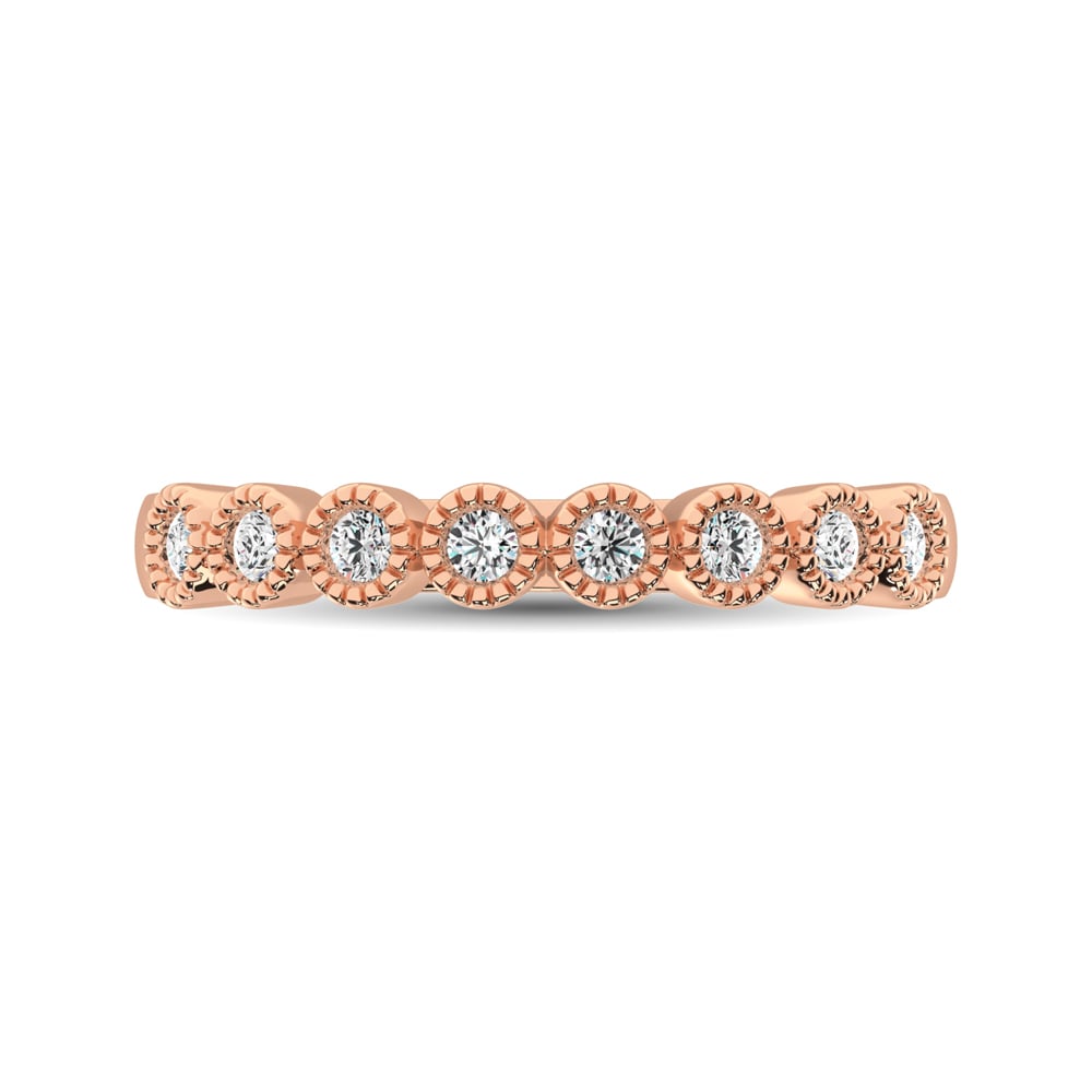 Diamond 1/4 Ct.tw Stackable Bezel Band with Beaded Setting in 14K Rose Gold