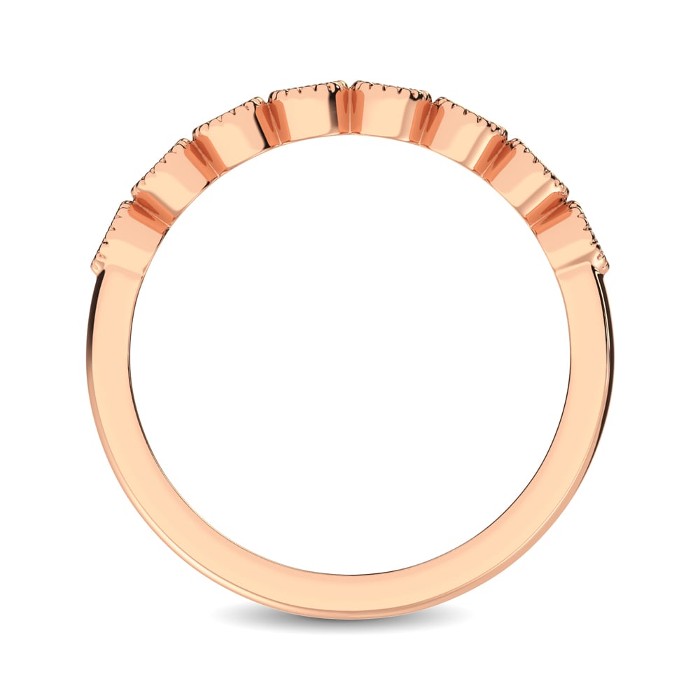 Diamond 1/4 Ct.tw Stackable Bezel Band with Beaded Setting in 14K Rose Gold