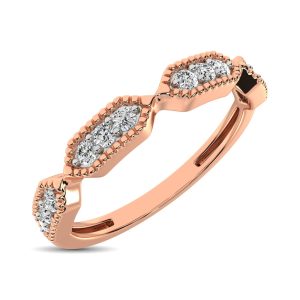 Beaded Style Band set with 1/6 Ct.tw Diamond in 14K Rose Gold