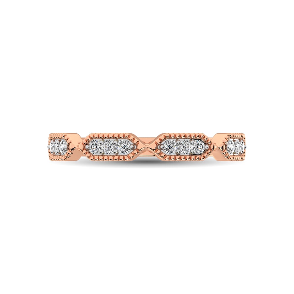 Beaded Style Band set with 1/6 Ct.tw Diamond in 14K Rose Gold