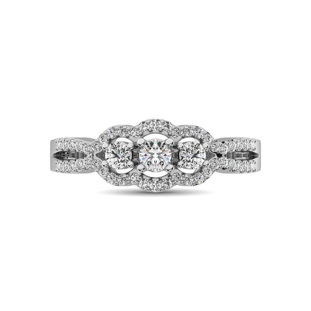 14K White Gold 1/2 Ct.Tw. Diamond Engagement Ring