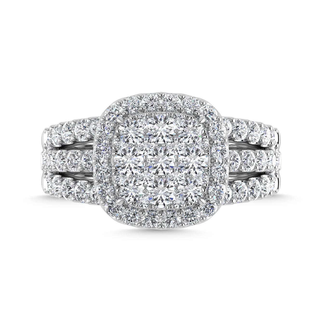 Diamond 2 1/2 Ct.Tw. Three Row Engagement Ring in 14K White Gold