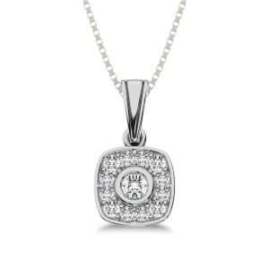 14K White Gold 1/6 Ct.Tw. Diamond Square Shape Pendant