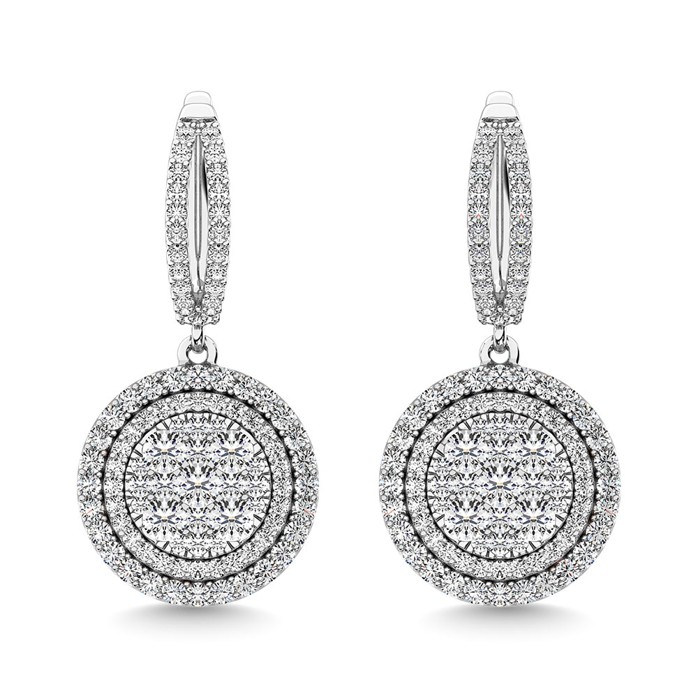 Diamond 2 1/10 Ct.Tw. Round Shape Dangler Earring in 14K White Gold