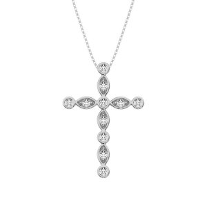 10K White Gold 1/6 Ct.Tw. Diamond Cross Pendant