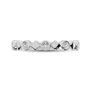 14K White Gold 1/6 Ct.Tw. Diamond Bezel Set Stackable Band