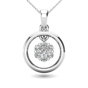 Diamond 1/6 Ct.Tw. Open Circle Flower Pendant in 10K White Gold