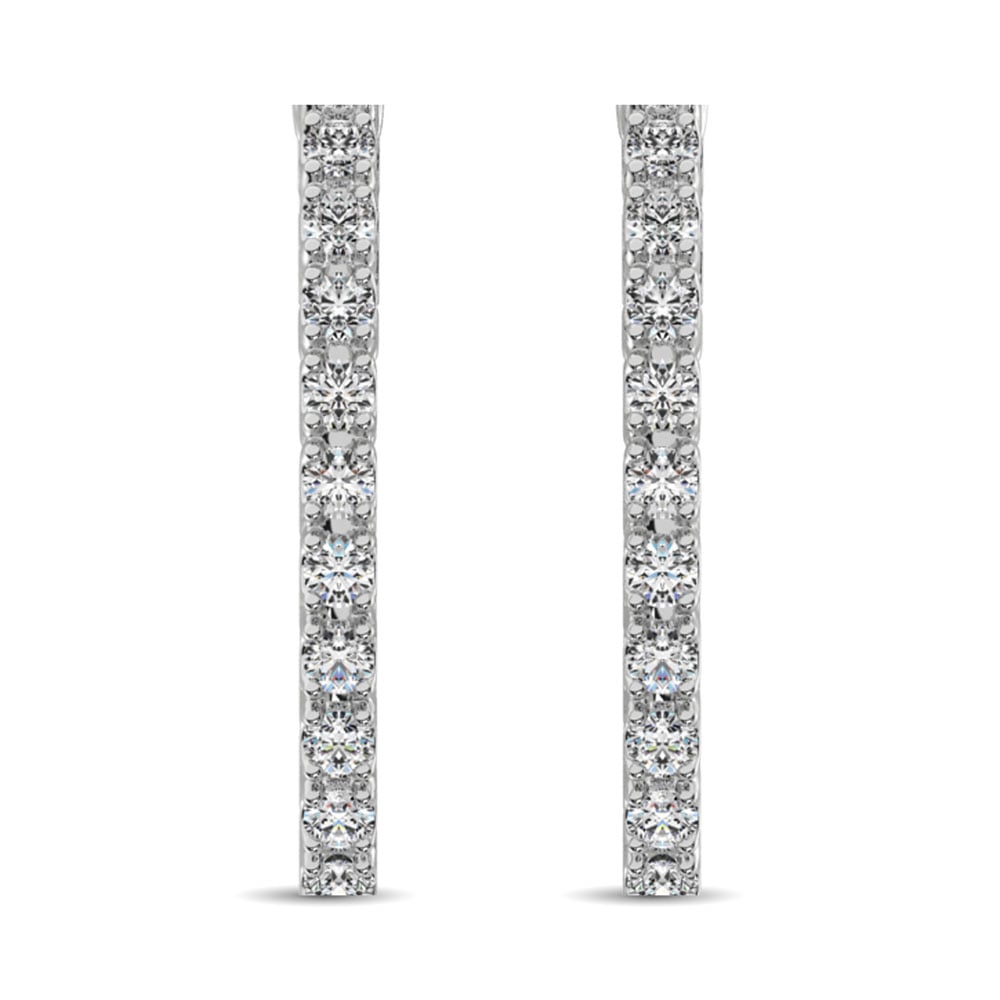 14K White Gold Diamond 1 7/8 Ct.Tw. In and Out Hoop Earrings