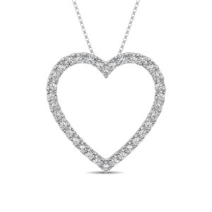 10K White Gold Diamond 1/2 Ct.Tw. Heart Pendant