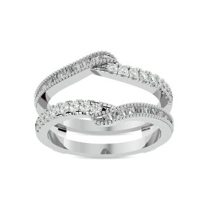 Diamond 1/2 Ct.tw Round and Tapper Guard Ring  in 14K White Gold