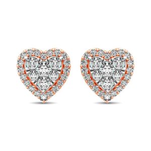 Diamond 3/4 Ct.tw Heart Earrings  in 14K Rose Gold