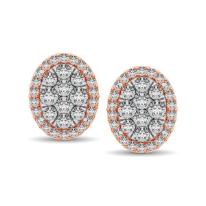 Diamond 3/4 Ct.tw Oval Shape Earrings  in 14K Rose Gold