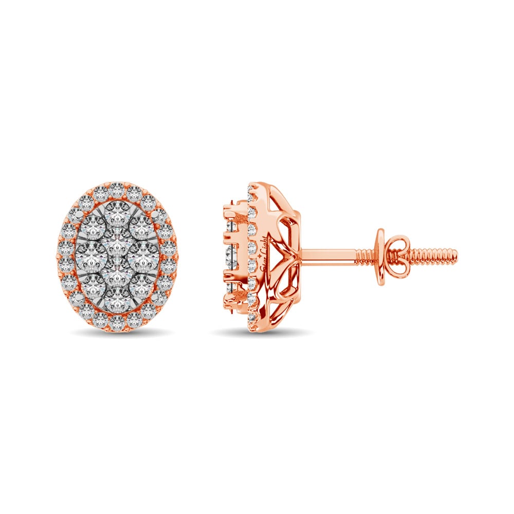 Diamond 3/4 Ct.tw Oval Shape Earrings in 14K Rose Gold